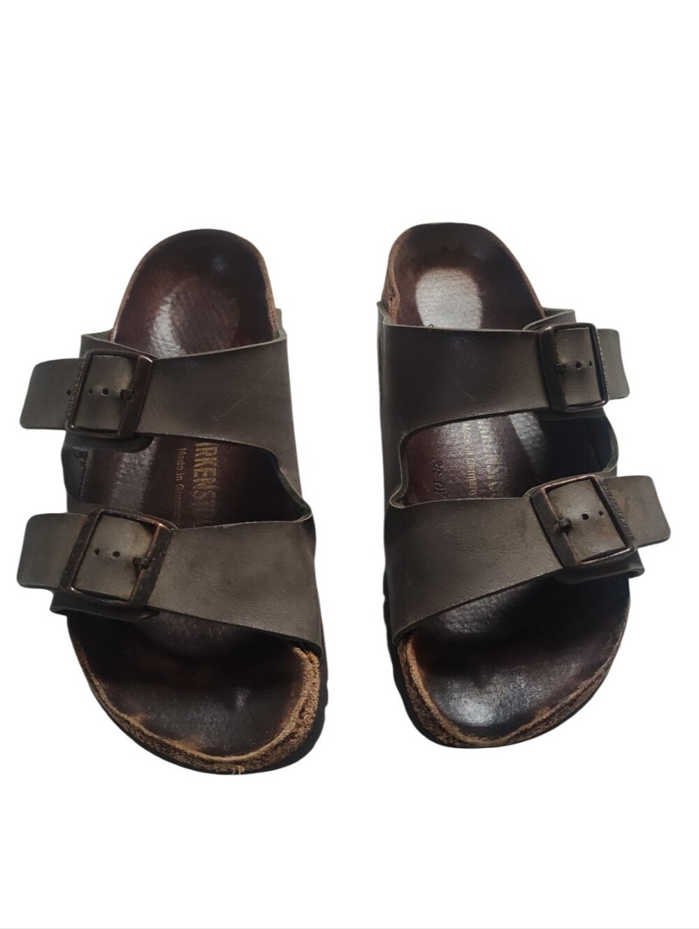 Taupe Birkenstock Arizona Leather Two Strap Sandals EU39